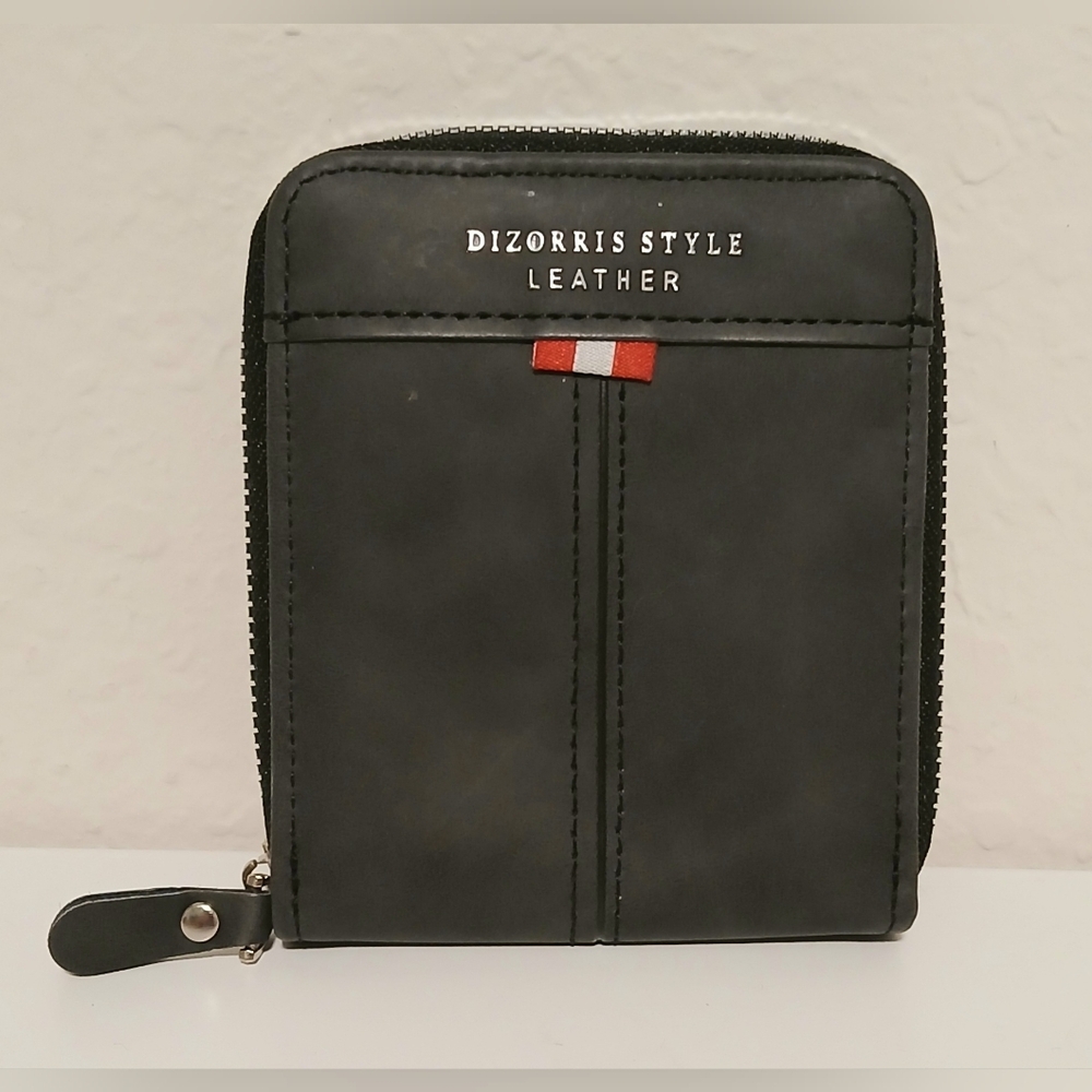 Men's Dizzoris Style Leather Grey Zippered Wallet‎